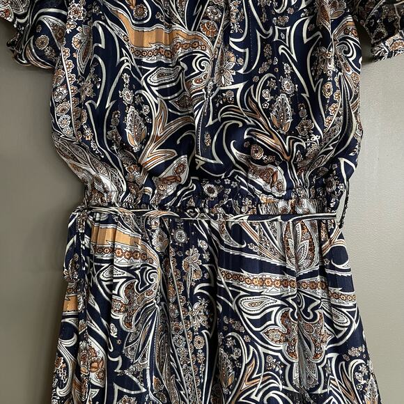 Lulu's Always Right Multi Print Off Shoulder Mini Dress Size XS Ruffle Hem Chic - Picture 11 of 16